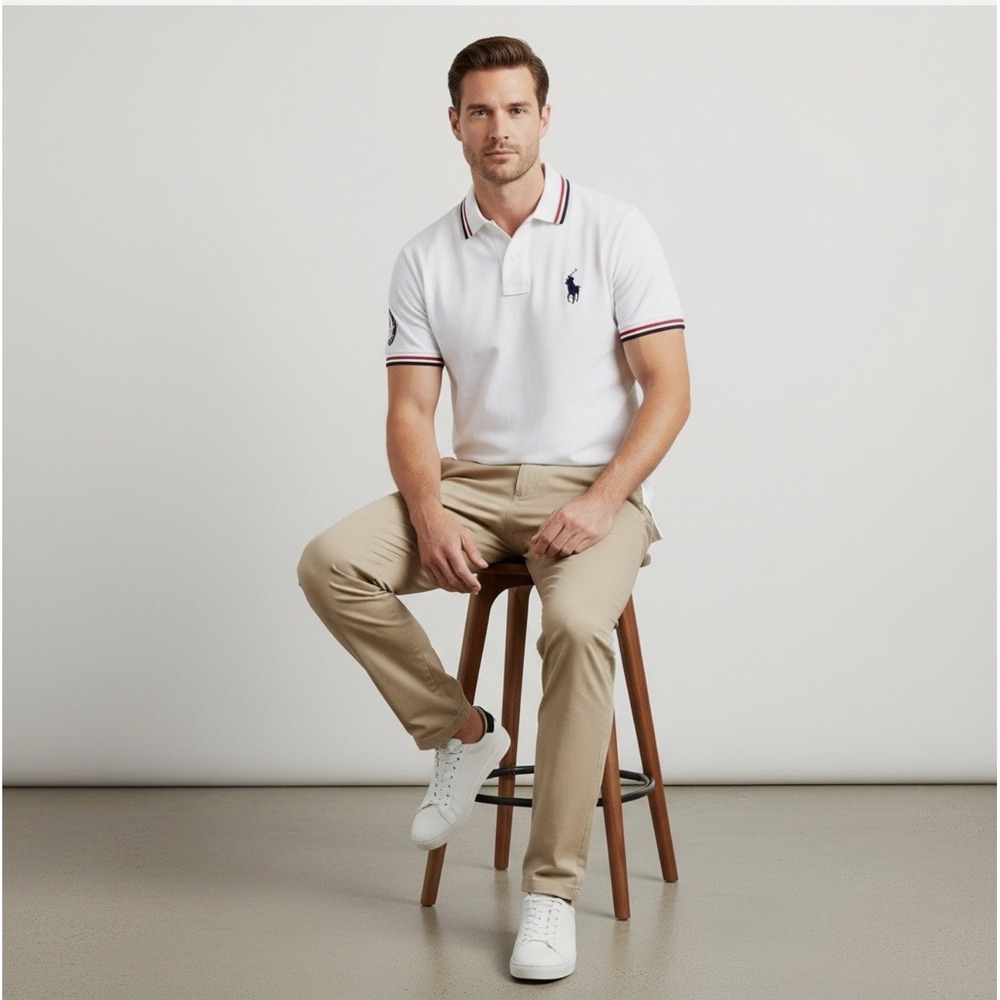 Polo Ralph Lauren US Olympic Team 2020 Polo Shirt Mens XL White Custom Slim Fit